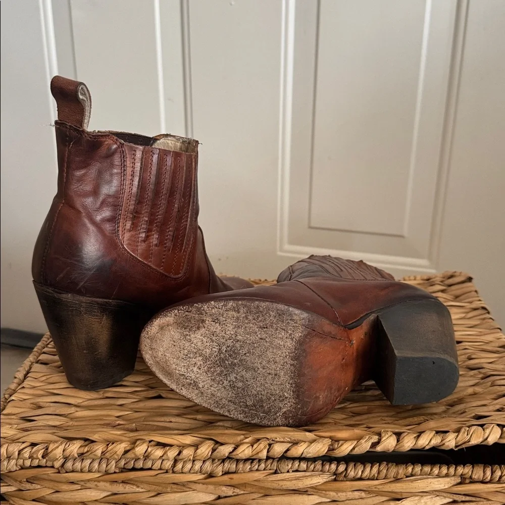 Freebird Morgan Distressed Heeled Leather Boots in Cognac Brown Size 9 - Picture 6 of 7